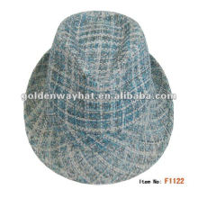 2014 Fashion Mens Checked Paper Trilby Hat felt fedora hats for wholesale